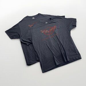 Lot x2 Bulk Corvette GM T-shirt Grey / Red Size 2XL Official Licensed Retro Fade